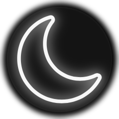 Circular lock screen widget with a glowing moon shape
